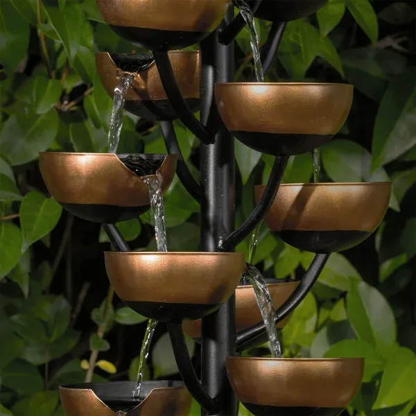 65-Zoll Kaskaden-Becherbrunnen – Outdoor Stahlwasserfall mit Bernsteinperlen Mivoza Deutschland