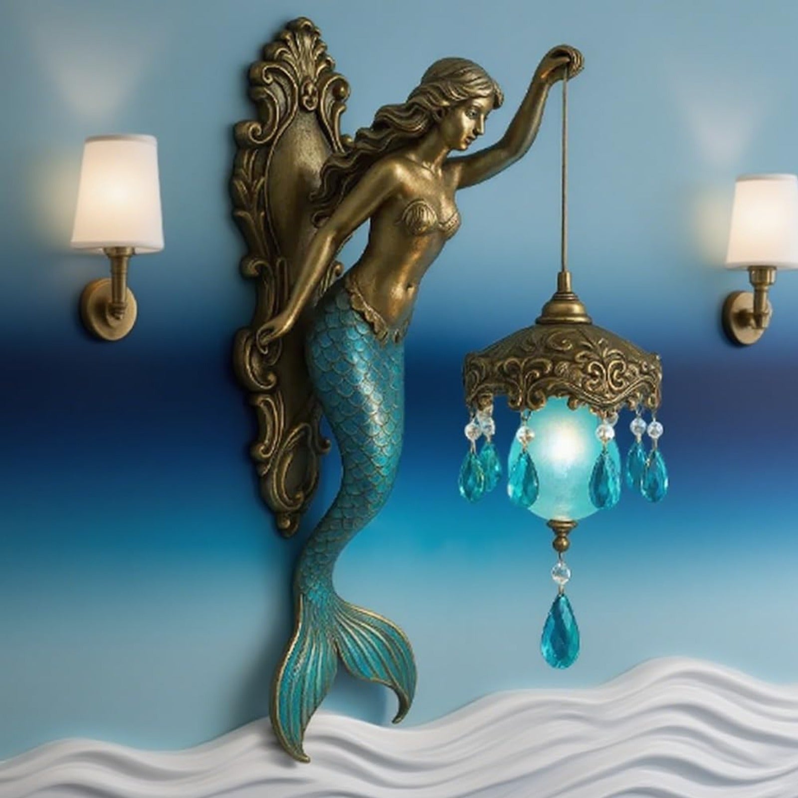 Elegant Baroque Design Mermaid Wall Light