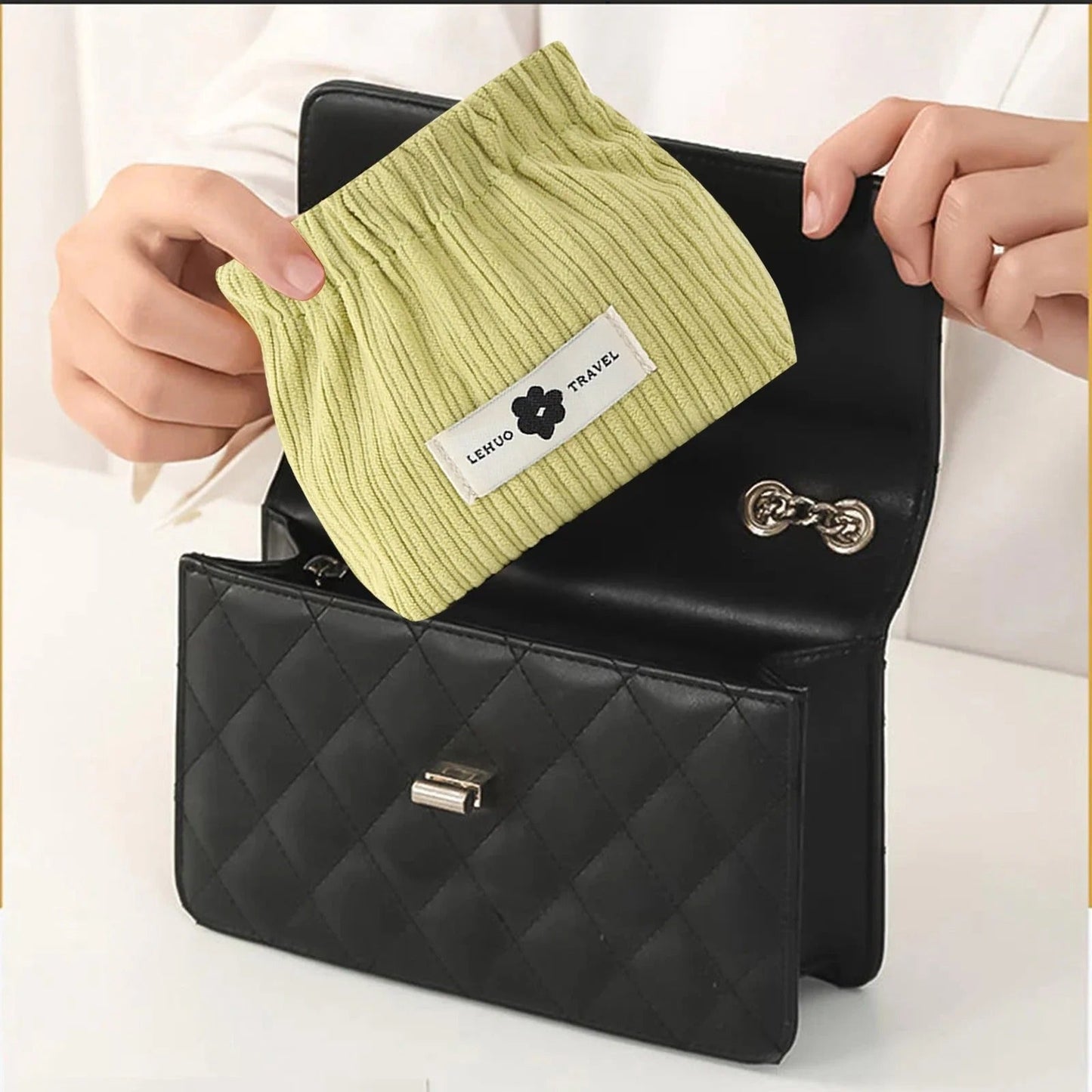 Pinch-Open Cosmetic Bag — Practical for Lipstick & Accessories