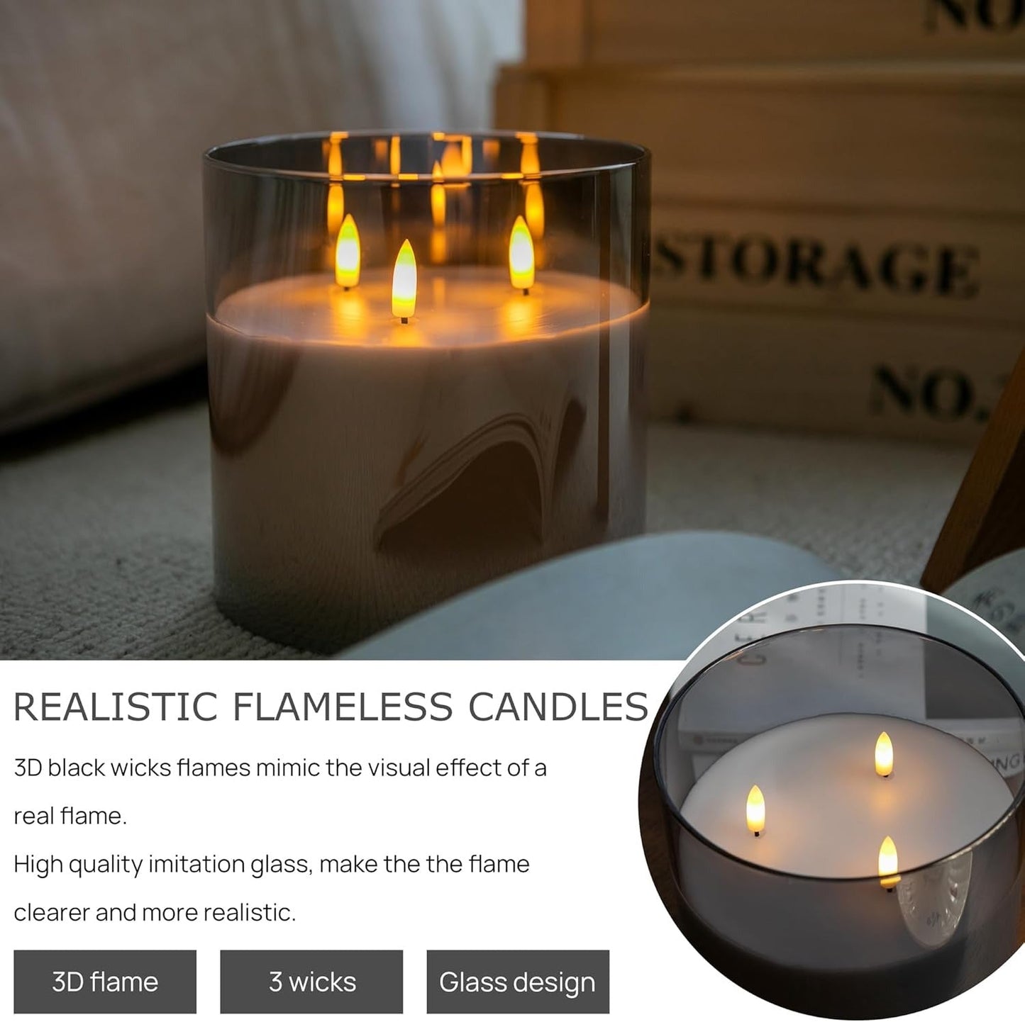 Extra Large LED Glass Candles — Cozy Atmosphere via Remote Control