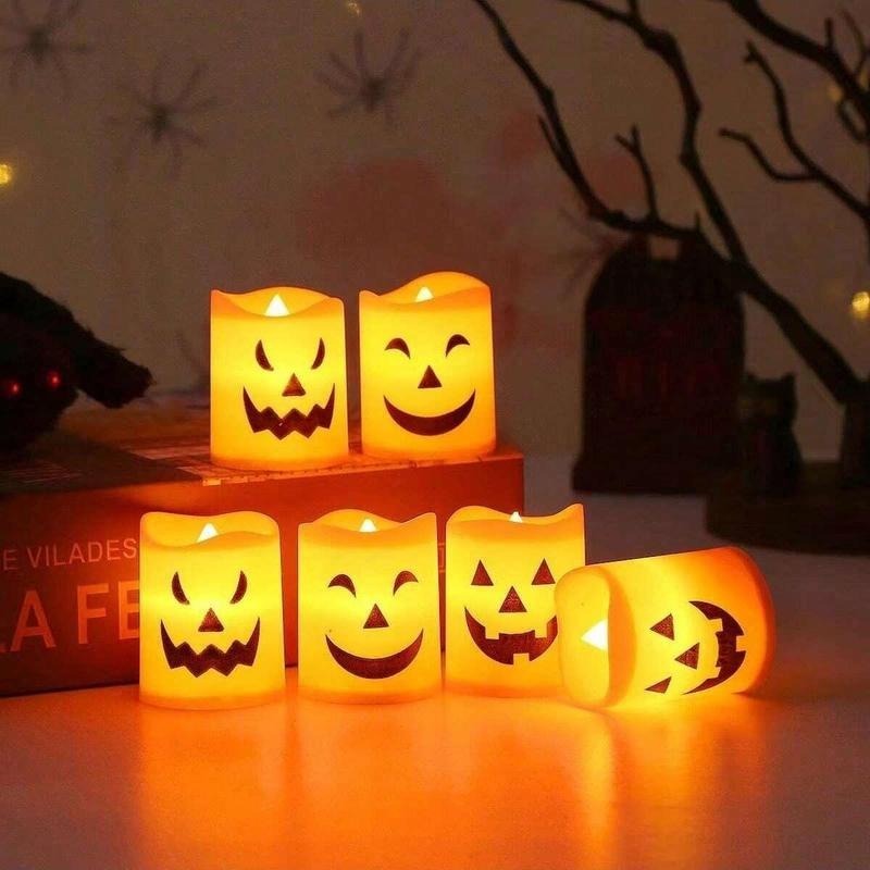 Spooky Face LED Candles — Candlelight Without Fire Hazard