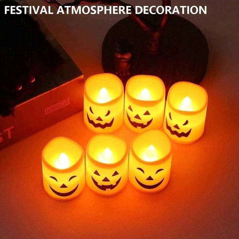 Spooky Face LED Candles — Candlelight Without Fire Hazard