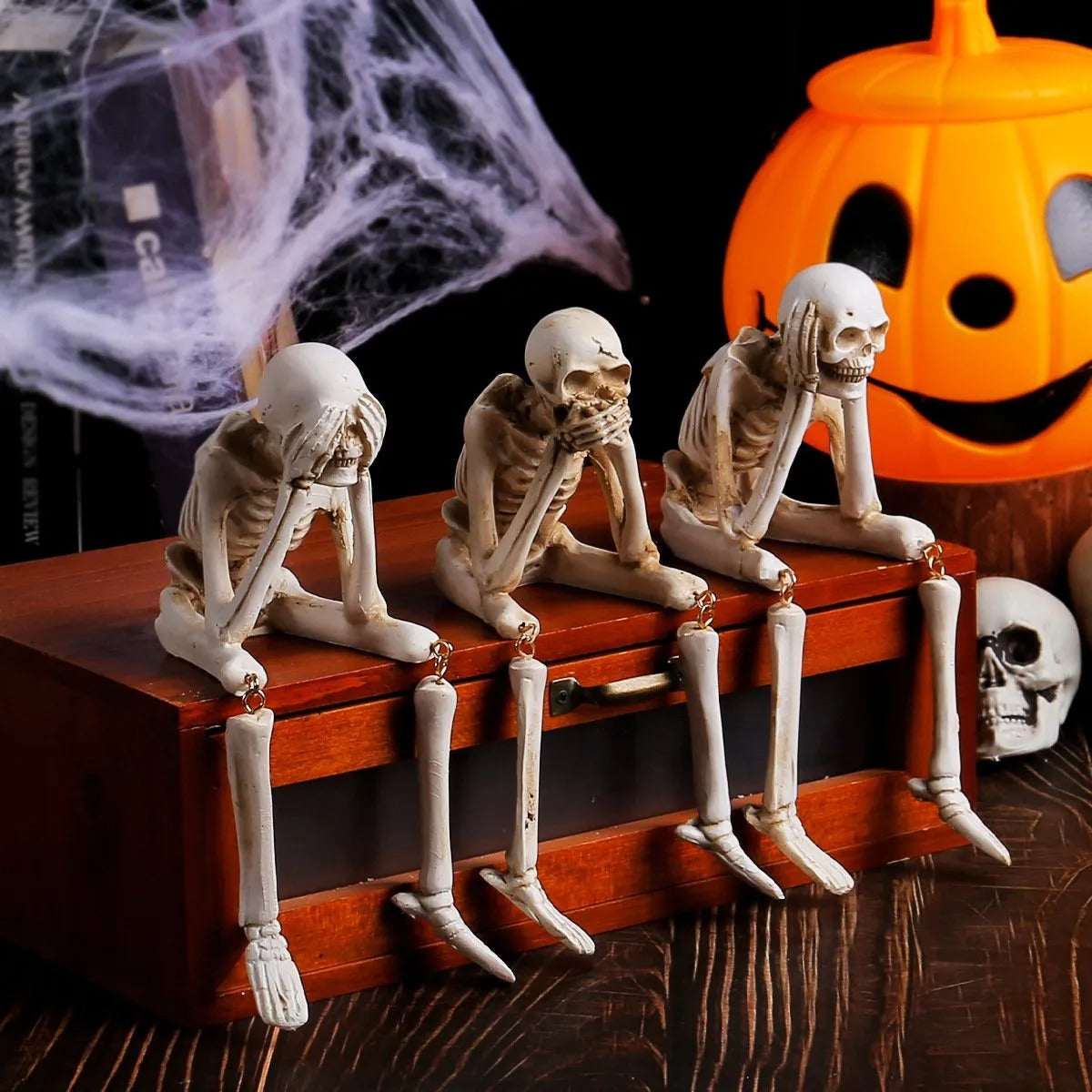 Three Wise Skeletons — Fireplace Decoration for Halloween