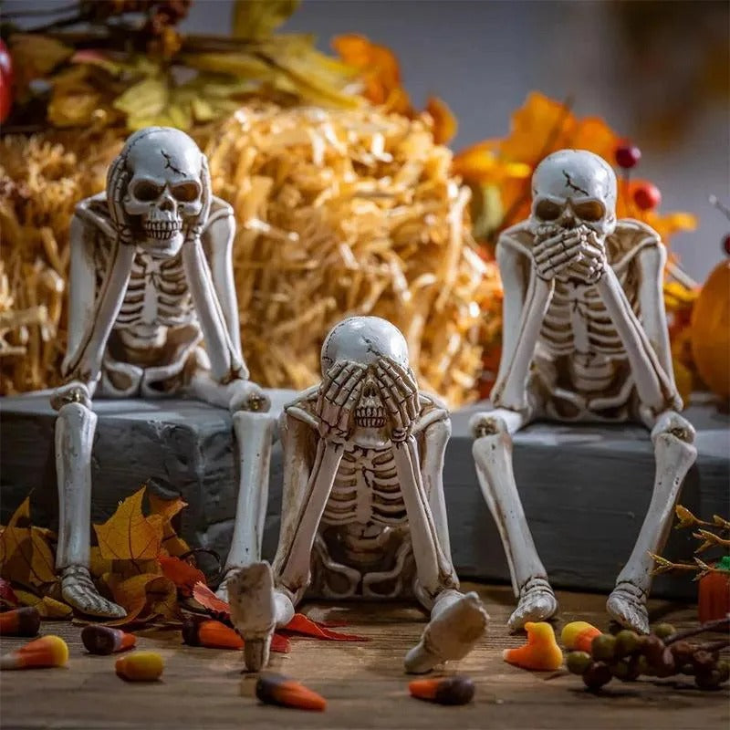 Three Wise Skeletons — Fireplace Decoration for Halloween