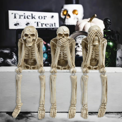 Three Wise Skeletons — Fireplace Decoration for Halloween