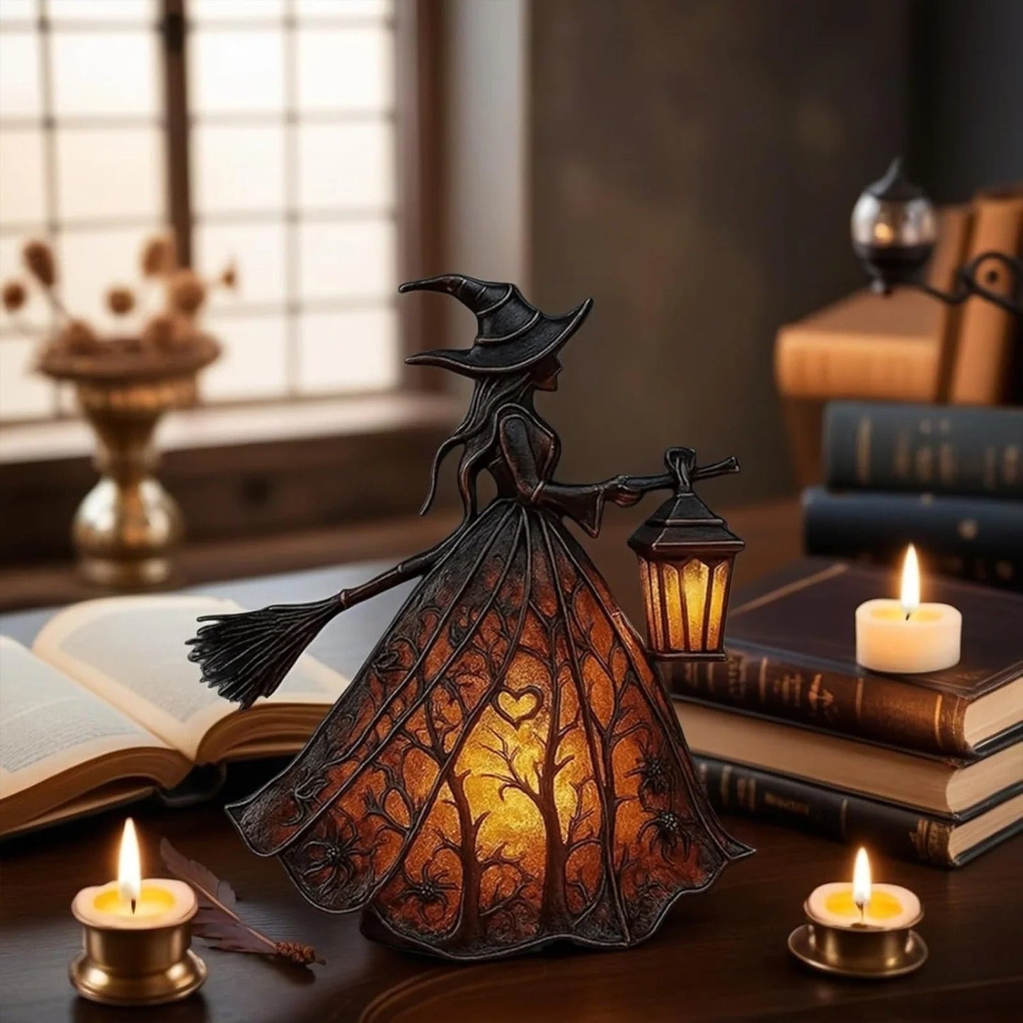 Enchanted Witch Lamp – Handcrafted Halloween Light for Cozy Nights