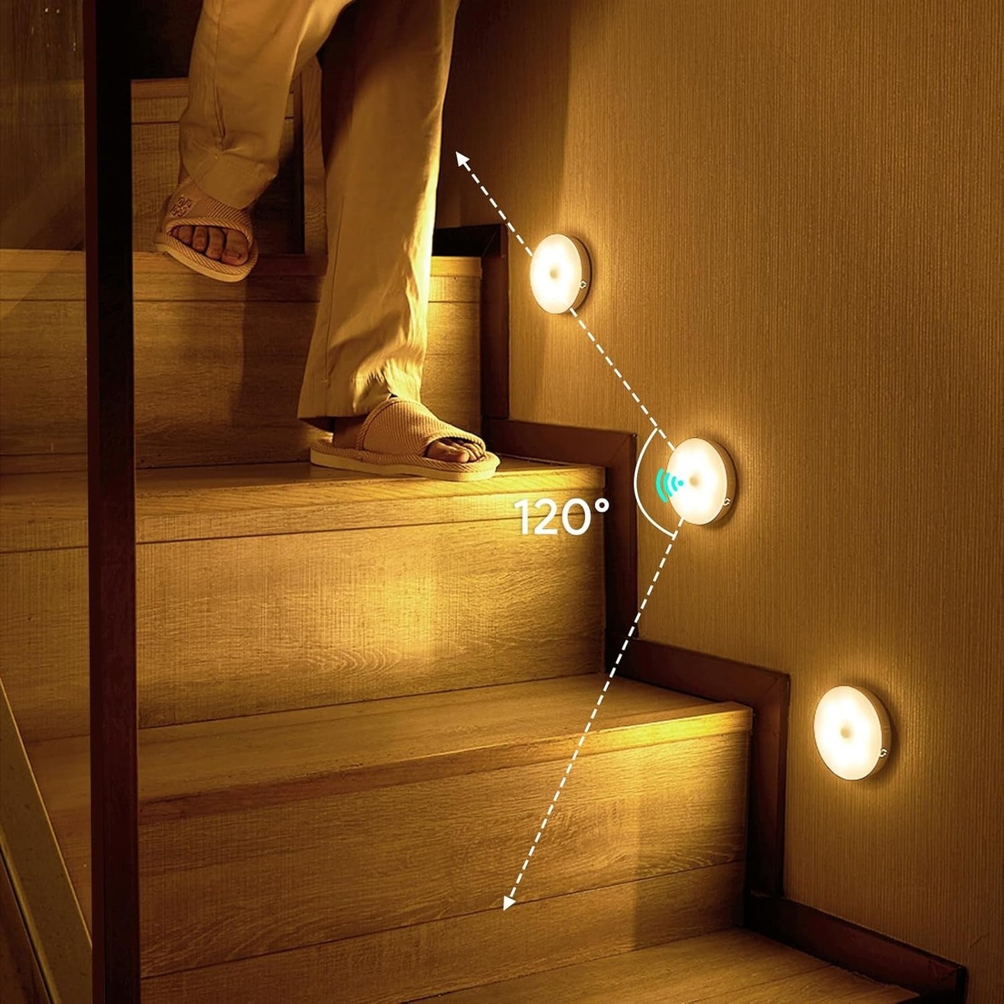 Night Light with Motion Sensor — Your Guide Light for Dark Stairs & Rooms 2-Pack