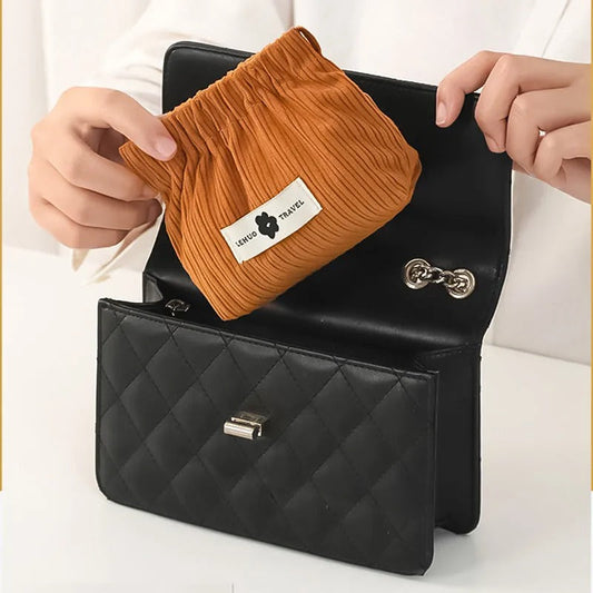 Pinch-Open Cosmetic Bag — Practical for Lipstick & Accessories