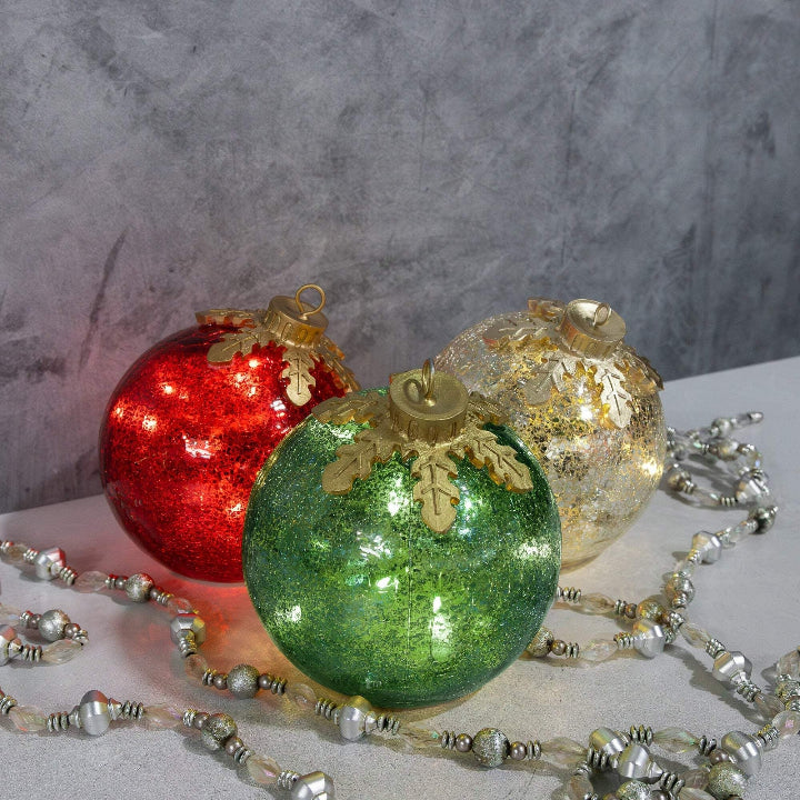 Glass Table Ornaments Christmas Set of 3 — Add Sparkling Magic to Any Table