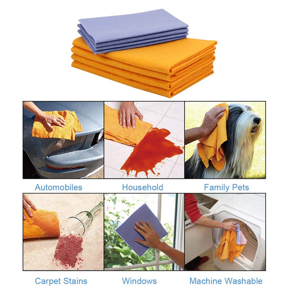 Reusable Cleaning Cloths,Absorbent Cloths,Multi-Purpose Cleaning Shammy (Chamois) Towel,Will Not Scratch,Machine Washable,4 Large&4 Small Mivoza Deutschland