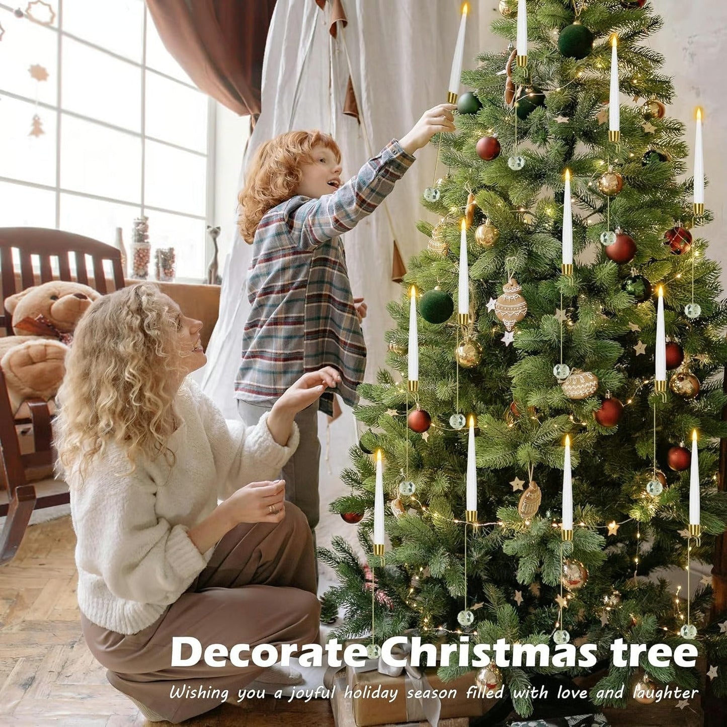LED-Weihnachtsbaumkerzen mit Kristallkugelhaken – Flammenloser warmer Schein Mivoza Deutschland