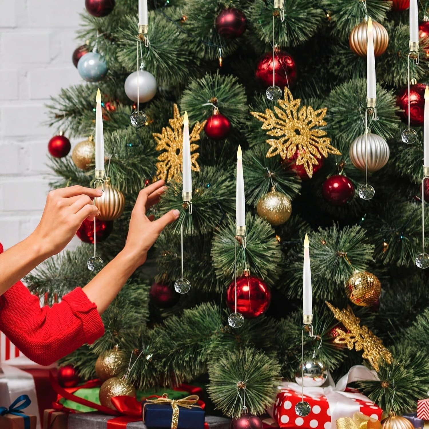 LED-Weihnachtsbaumkerzen mit Kristallkugelhaken – Flammenloser warmer Schein Mivoza Deutschland