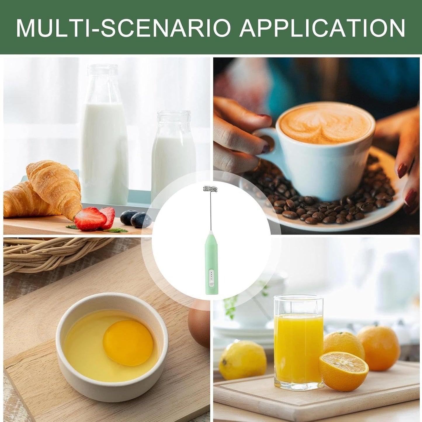 Electric Milk Frother Handheld — For Latte, Cappuccino & Cocoa