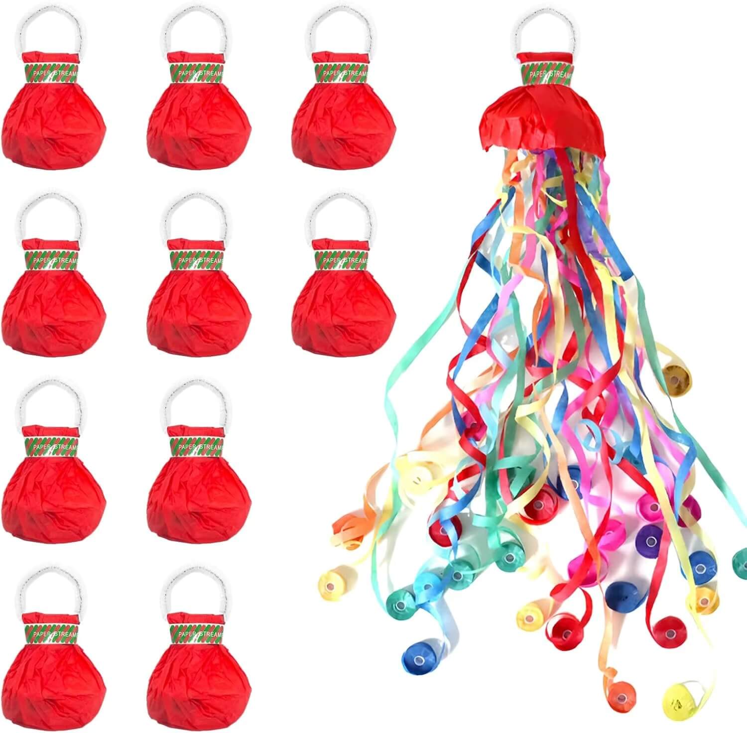 Wurfstreifen aus Papier – Bunte Überraschung ganz ohne Konfettigeschehen (10 Stück)