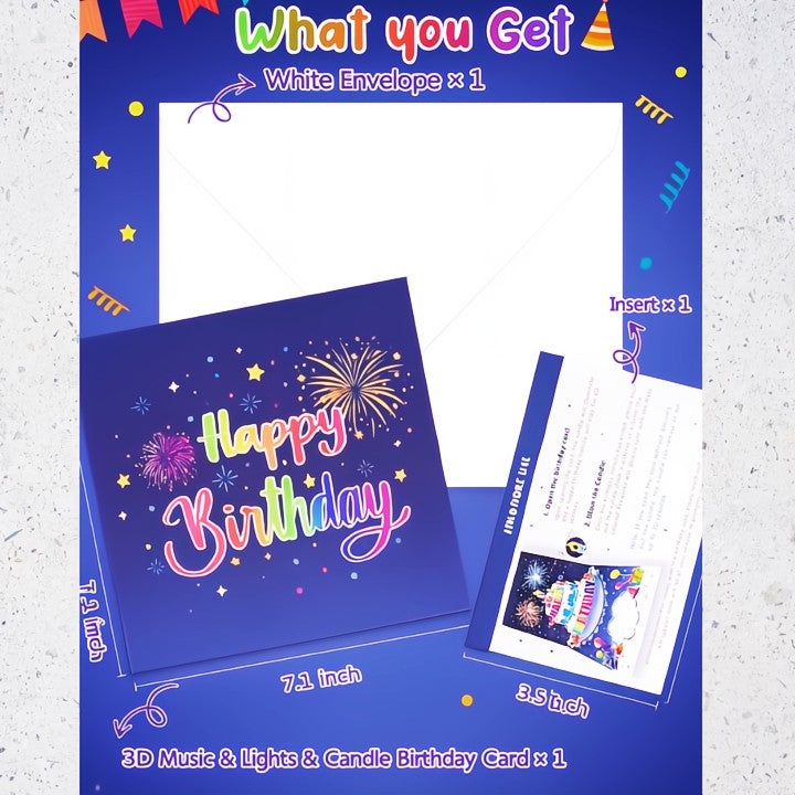 3D Birthday Card with Lights & Music for Unforgettable Celebrations