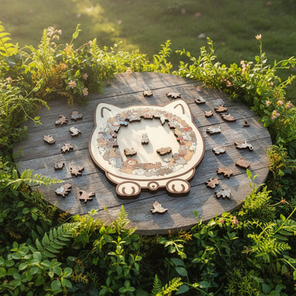 Morandi Cat Wooden Puzzle – Relax & Unwind
