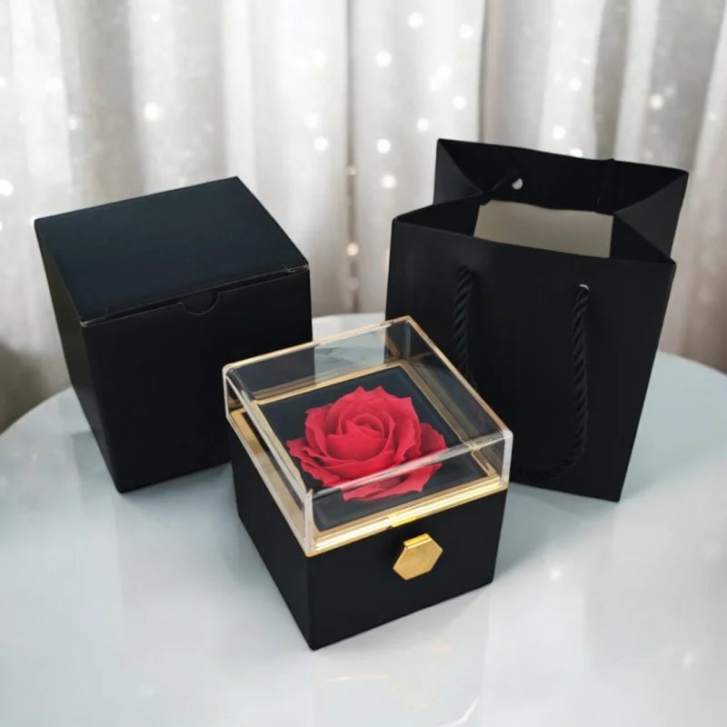 Rotating Rose Soap Jewelry Box — With Secret Compartment for Rings & Earrings