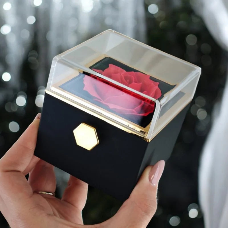 Rotating Rose Soap Jewelry Box — With Secret Compartment for Rings & Earrings