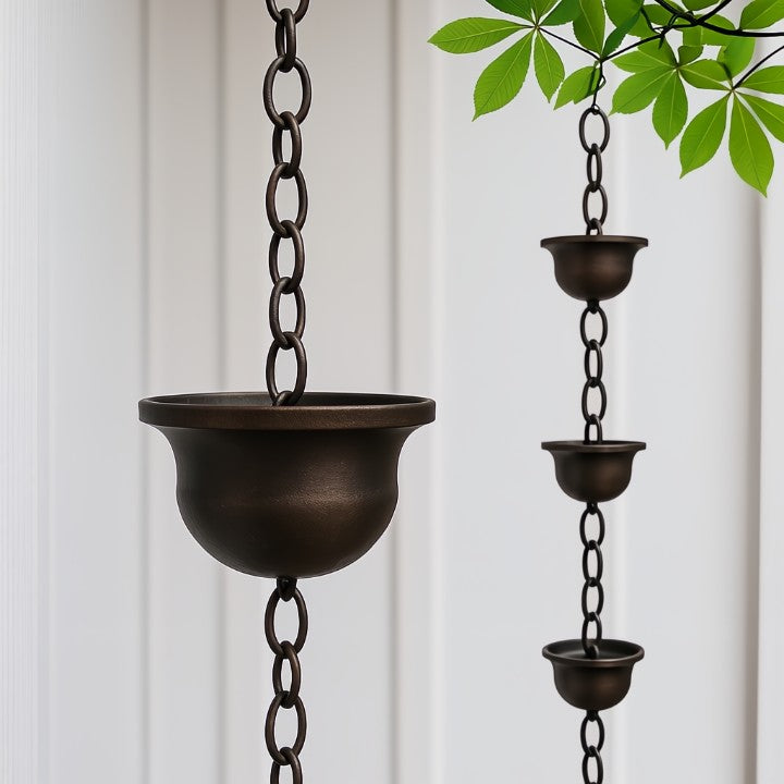 Rain Chain with Birdbath Cups for Soothing Waterflow