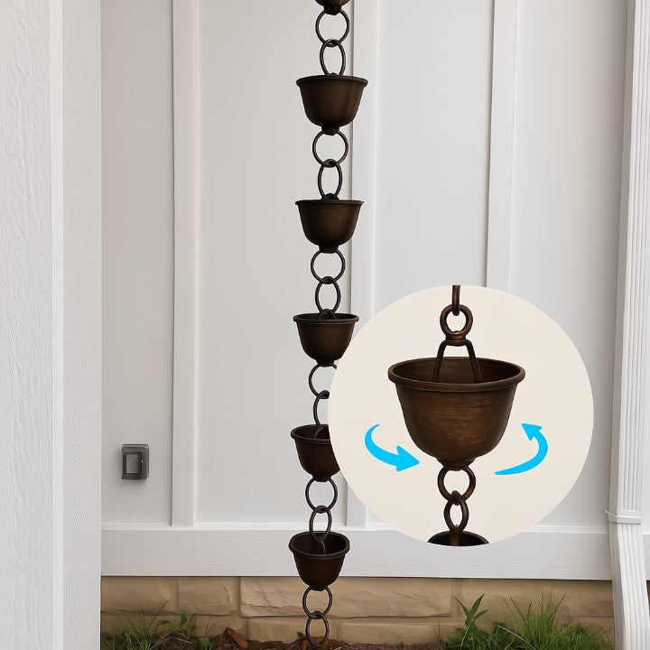 Rain Chain with Birdbath Cups for Soothing Waterflow