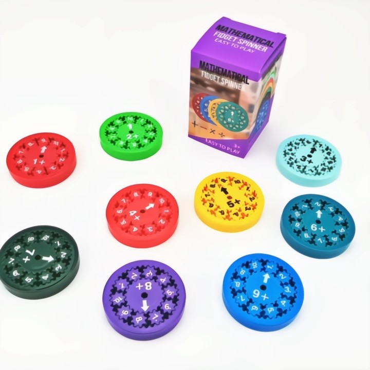 Quiet Math Practice for Kids: 9-Piece Fidget Spinner Set Solves Homework Battles