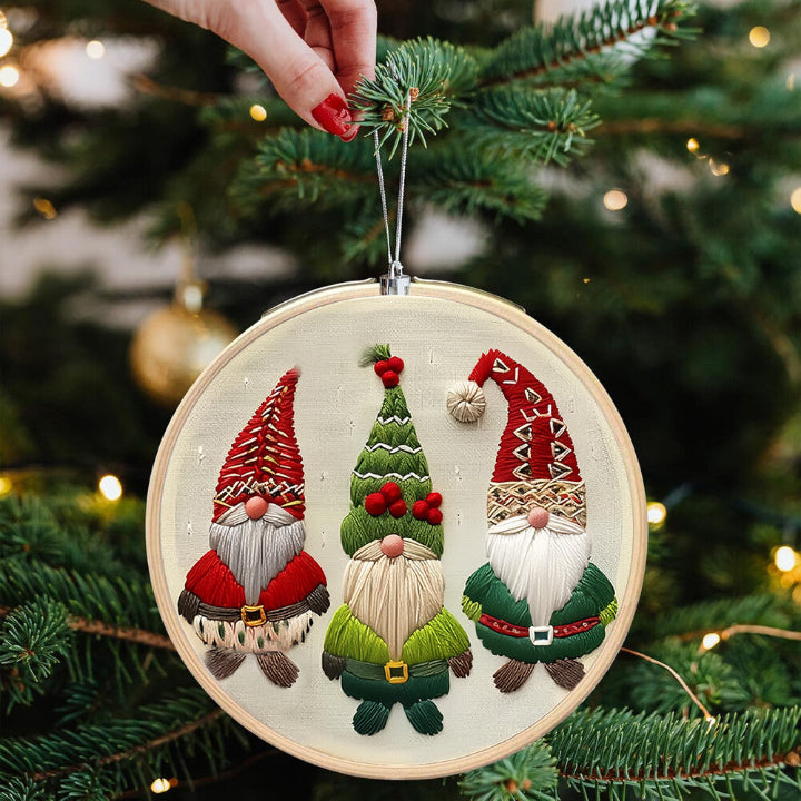 Christmas Gnome Embroidery Kit – Beginner-Friendly DIY Holiday Craft for Tree Ornaments & Décor