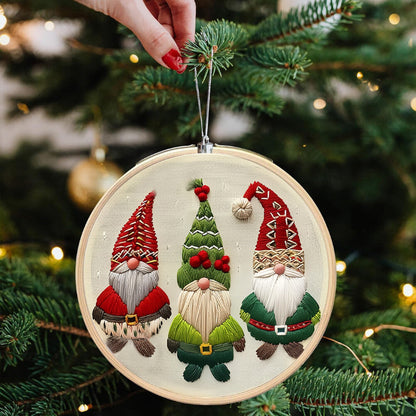 Christmas Gnome Embroidery Kit – Beginner-Friendly DIY Holiday Craft for Tree Ornaments & Décor