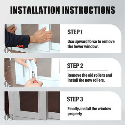 Roller set for PVC sliding doors & windows — No more jamming, no more squeaking 4-piece set