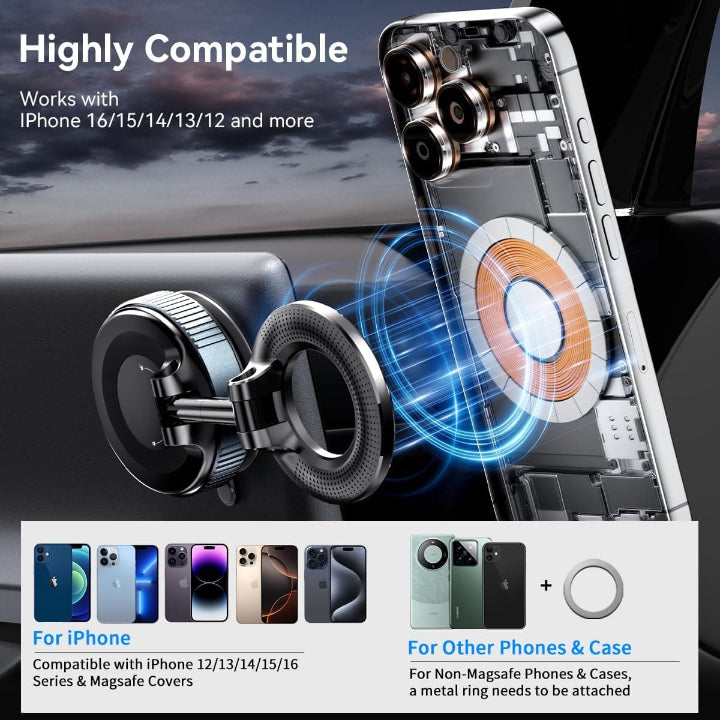 360° Vacuum-Lock Phone Holder — Secure Grip Even on Bumpy Roads